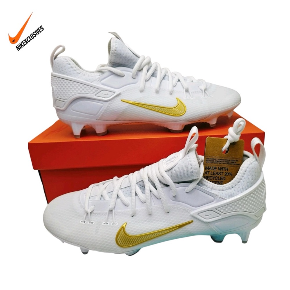 Nike Huarache 9 Elite Low SE LAX Men’s 8 Lacrosse Cleats White gold FD0089-100